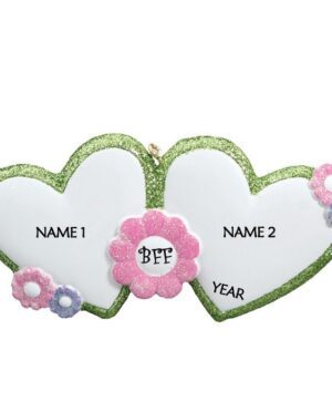 Best Friends Forever – BFF With Hearts Personalised Christmas Ornament