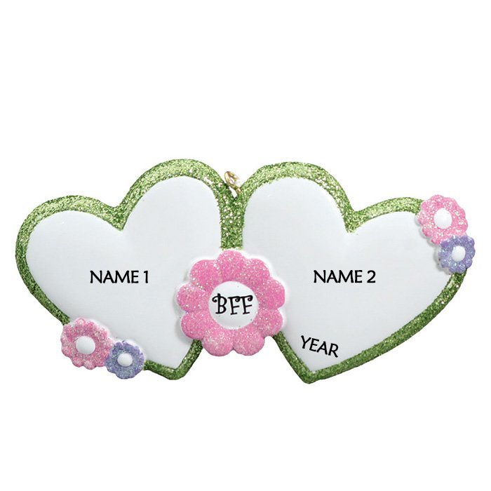 Best Friends Forever – BFF With Hearts Personalised Christmas Ornament 1
