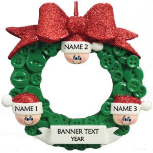 Button Wreath 3 Personalised Christmas Ornament
