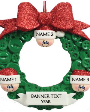 Button Wreath 3 Personalised Christmas Ornament