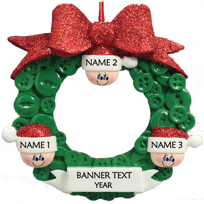 Button Wreath 3 Personalised Christmas Ornament 1