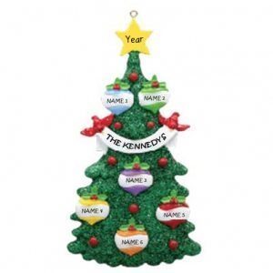 Green Glitter Tree 6 Personalised Christmas Ornament