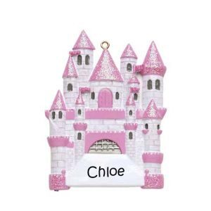 Fairytale Castle Pink Personalised Christmas Ornament