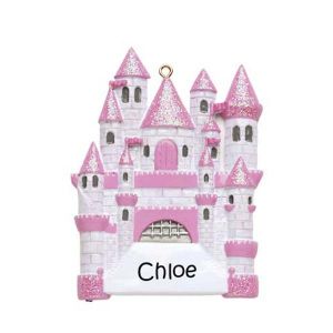 Fairytale Castle Pink Personalised Christmas Ornament 1