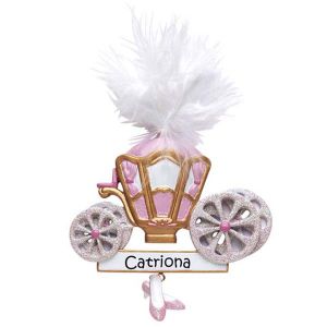 Princess Carriage Pink Personalised Christmas Ornament