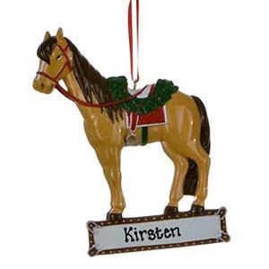 Saddled Horse Personalised Christmas Ornament