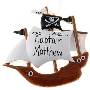 Pirate Ship Personalised Christmas Ornament 1