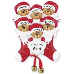Six Bears In Stocking Ornament