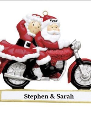 Couple on Motorbike ornament personalised