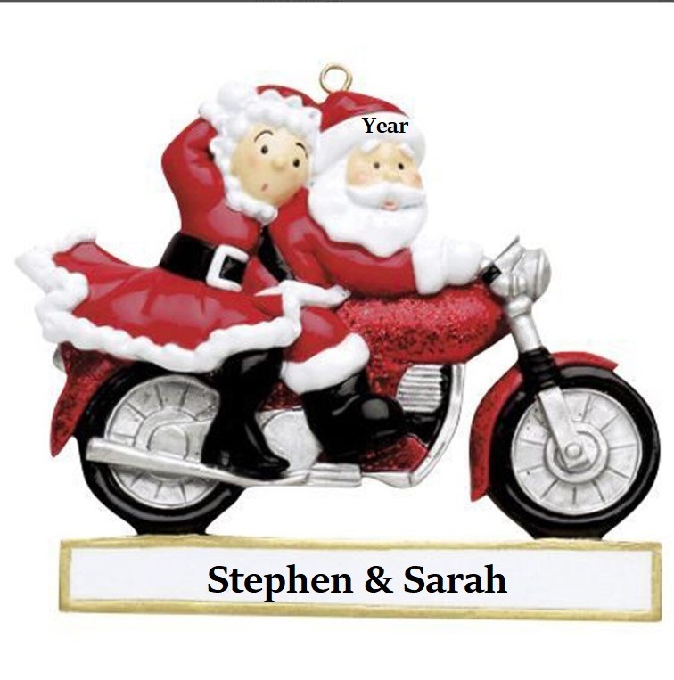 Couple on Motorbike ornament personalised