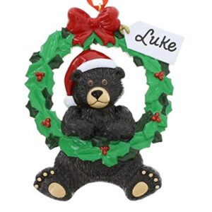 Black Bear Wreath 1 Personalised Christmas Ornament