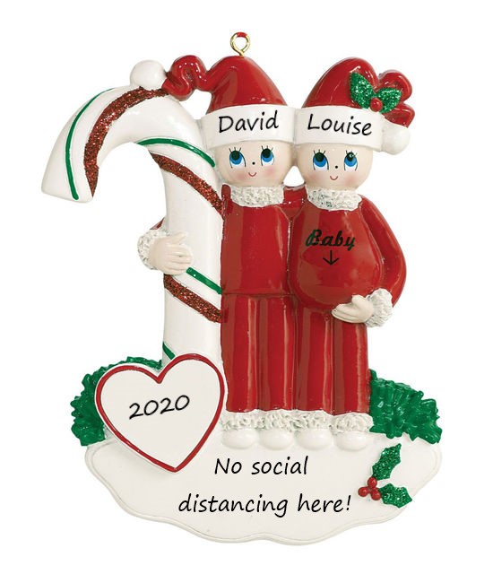 Candycane Baby Expecting Parents Personalised Christmas Ornament