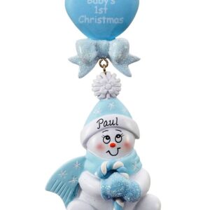 Candy Cane Baby Blue Personalised Christmas Decoration