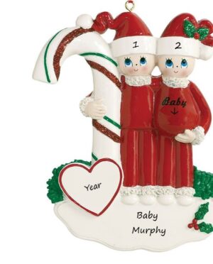 Candycane Baby Expecting Parents Personalised Christmas Ornament