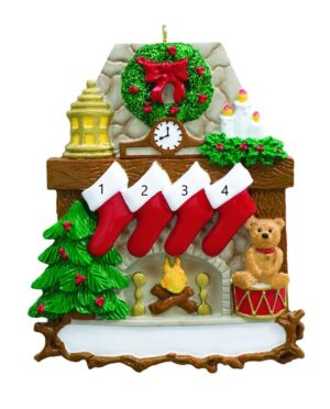 Fireplace Stocking 4 Personalised Christmas Ornament