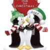 Kissing Penguins with Words Personalised Christmas Ornament