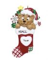 Bear Heart Stocking Personalised Christmas Ornament