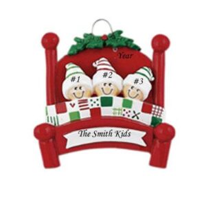 Bed heads Family 3 Personalised Christmas ornament