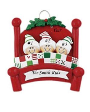 Bed heads Family 3 Personalised Christmas ornament