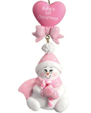 Candy Cane Baby Pink Personalised Christmas Decoration