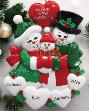 Proud New Parents personalised Christmas decoration Ireland