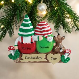 Idle gnomes couple tree decoration personalised