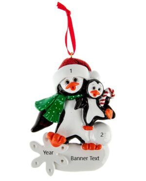 Penguin parents 1 personalised christmas ornament