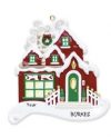 Red Christmas Cottage Personalised Christmas Ornament