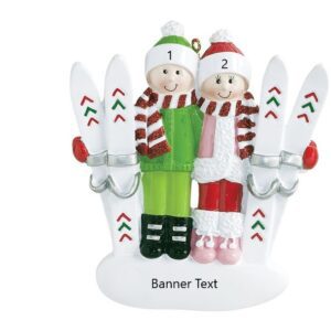 Snow Ski Couple Personalised Christmas Ornament