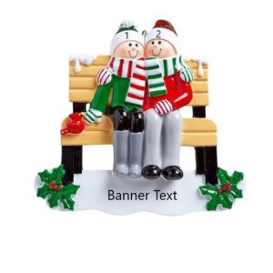 Park Bench Family 2 Personalised Christmas Ornament