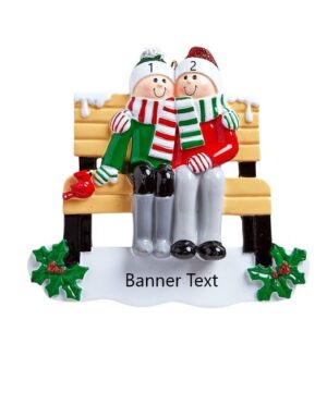 Park Bench Family 2 Personalised Christmas Ornament