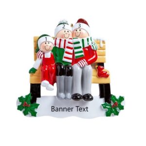Park Bench Family 3 Personalised Christmas Ornament