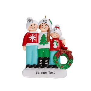 Christmas Jumper Family 3 Personalised Christmas Ornament