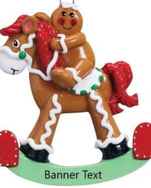 Gingerbread Rocking Horse Personalised Christmas Ornament