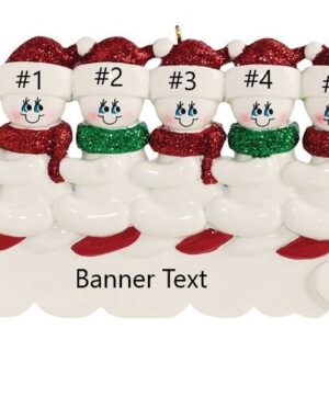 Snowmen Toboggan 5 Personalised Christmas Ornament