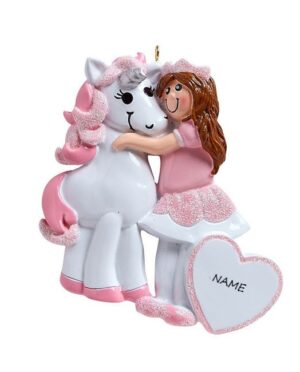 Princess and Unicorn Personalised Christmas Ornament