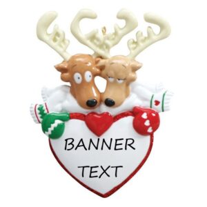 Reindeer Couple Heart Personalised Christmas Ornament
