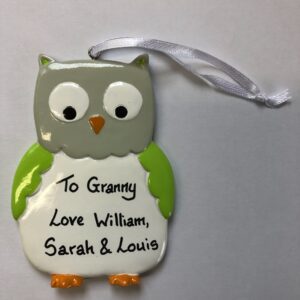 CR Green Owl Personalised Christmas Ornament