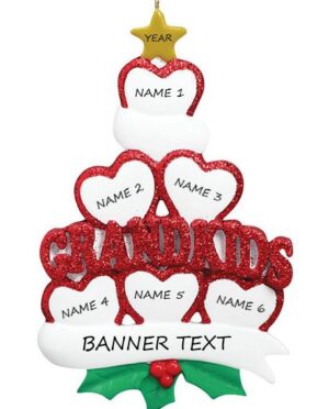 Grandkid Hearts 7 Personalised Christmas Ornament