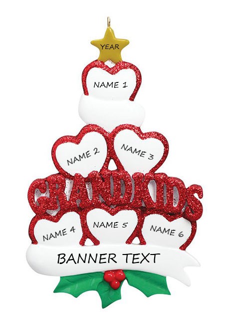 Grandkid Hearts 7 Personalised Christmas Ornament