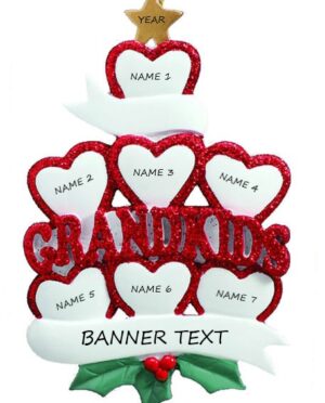 Grandkid Hearts 7 Personalised Christmas Ornament