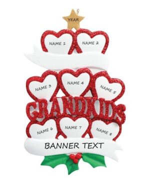 Grandkid Hearts 8 Personalised Christmas Ornament