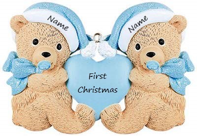 Twins (Blue & Blue) 1st Christmas Personalised Christmas Ornament