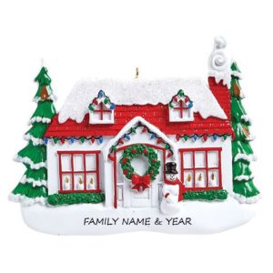 Red Roof House Personalised Christmas Ornament