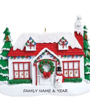 Red Roof House Personalised Christmas Ornament