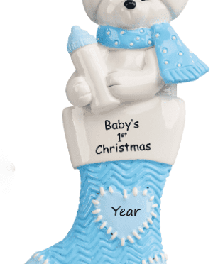 Baby polar bear stocking blue 1236B