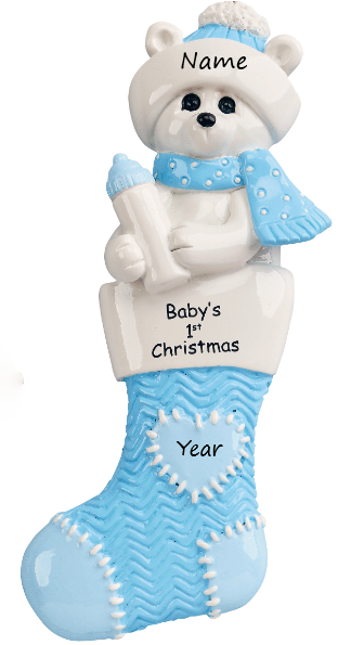 Baby polar bear stocking blue 1236B