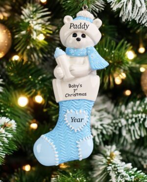 1st Christmas ornament blue personalised