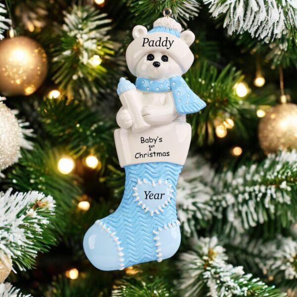 1st Christmas ornament blue personalised