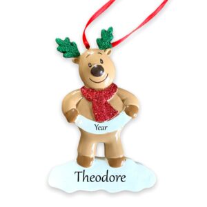 reindeer with banner Christmas ornament